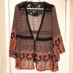 Miss Me Paisley Tie Front Cardigan Medium